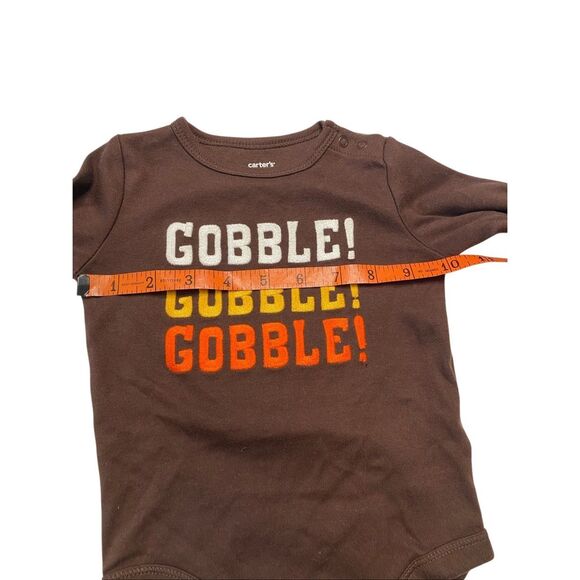Carter's Gobble Baby One Size Thanksgiving Baby Bodysuit Brown Turkey Bib Set - Picture 7 of 10